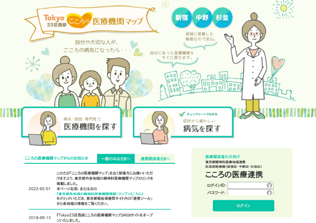 Tokyo23区西部　こころの医療機関マップ